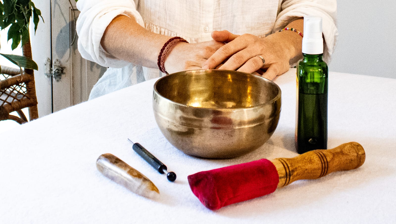 Bien être, huile de massage, bol tibétain, dien chan